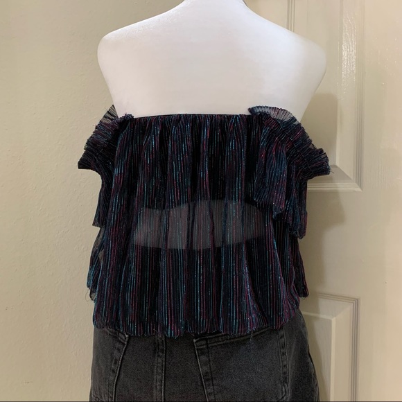 UO Pleated Shimmer Off-The-Shoulder Top - Picture 3 of 5